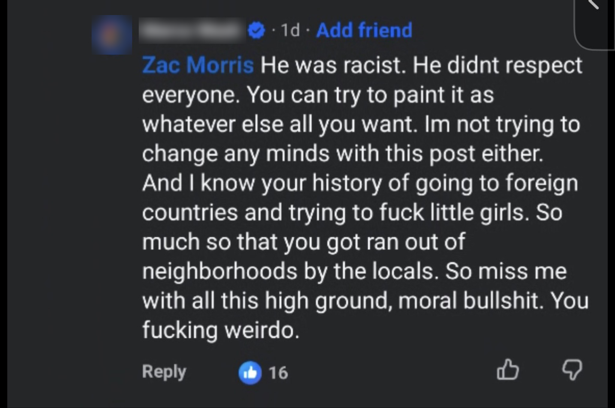 Facebook comment, September 2026